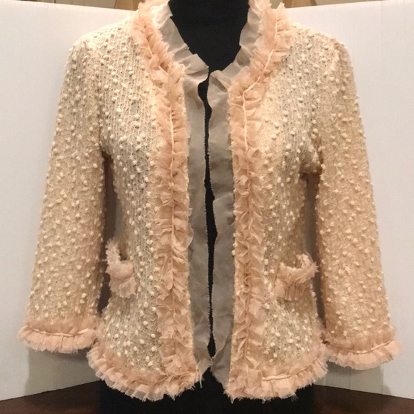 Anthropologie  Women’s A’reve Sheer Trim Jacket / Cardigan must see !! 😍 - Picture 1 of 14